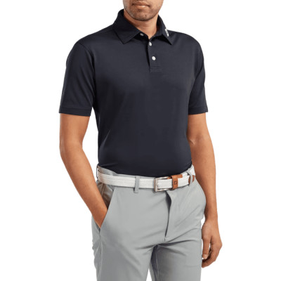 Footjoy polo strech piqué uni avec logo fj sur col homme