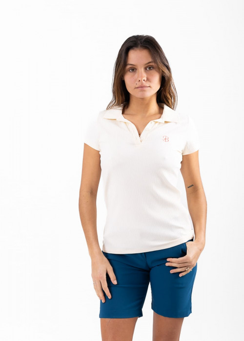 chiberta polo zetten manches courtes femme écru