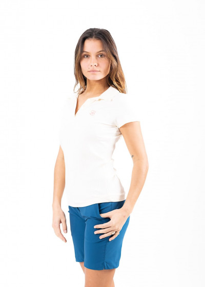 chiberta polo zetten manches courtes femme écru