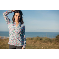 chiberta polo jade manches longues - bleu rose femme